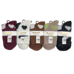 Норкові жіночі пухнасті шкарпетки з кашеміром Аалия (плямисті)