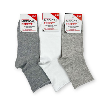 Чоловічі медичні шкарпетки без гумки бавовняні Medical Effect (12 пар) Світле асорті