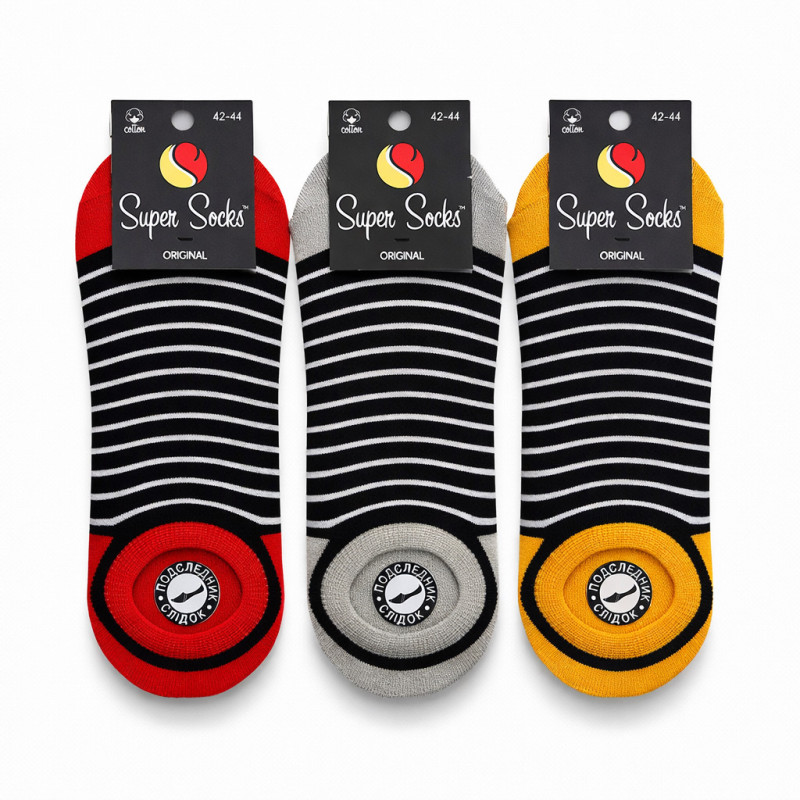 Сліди чоловічі бавовняні у смужку набір 3 пари Super Socks