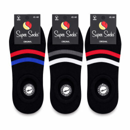 Сліди чоловічі бавовняні чорні з сіточкою набір 3 пари Super Socks
