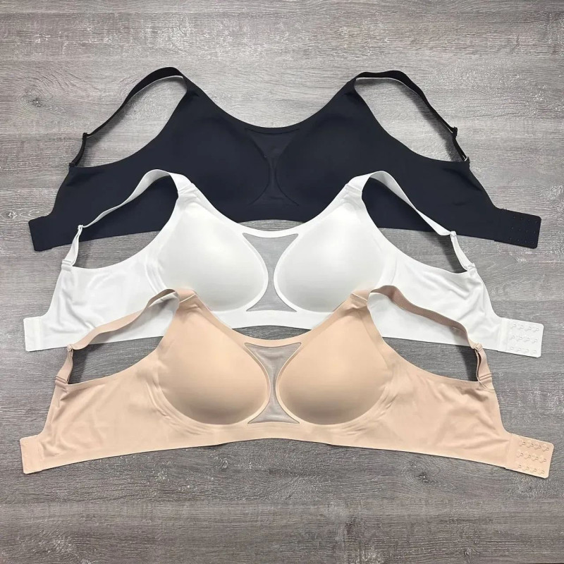 Безшовний бюстгальтер-топ без кісточок із сіточкою KABLE 5XL, Бежевий