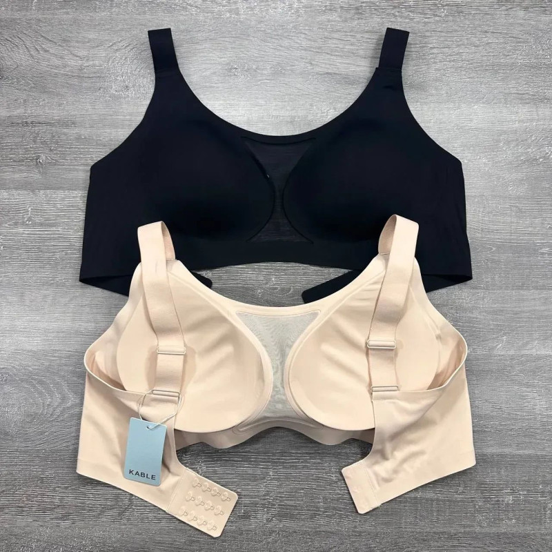 Безшовний бюстгальтер-топ без кісточок із сіточкою KABLE 6XL, Бежевий