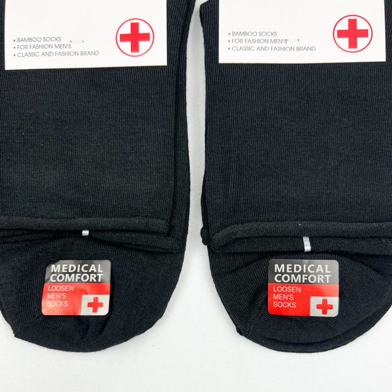 Чоловічі бамбукові медичні шкарпетки без резинки чорні Корона