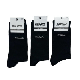 Чоловічі бавовняні демісезонні шкарпетки високі Корона 12 пар (чорні) 42-45
