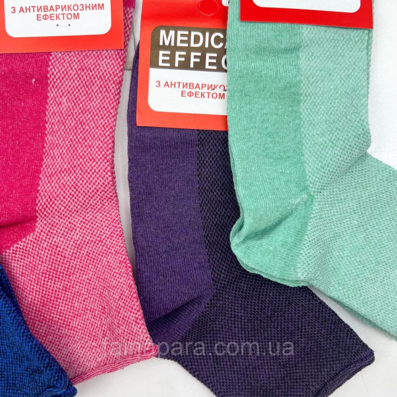 Жіночі яскраві шкарпетки без гумки із сіткою Medical Effect 12 пар 39-42