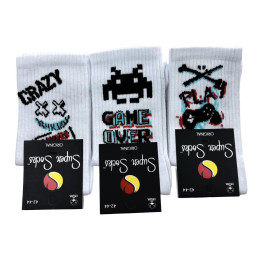 Набір білих шкарпеток для геймера з малюнком 3 пари Super Socks 36-40
