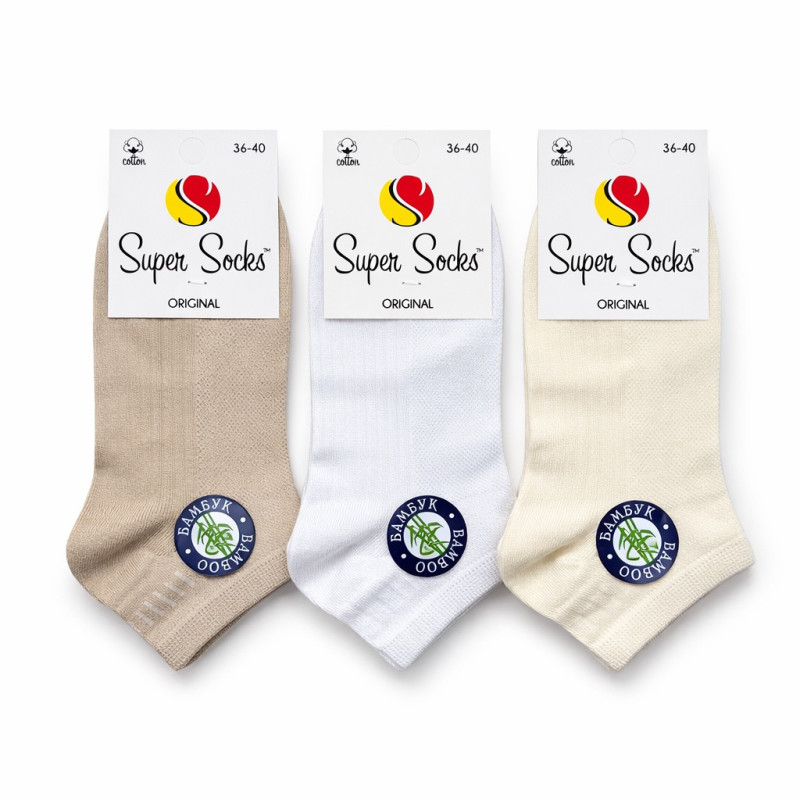 Жіночі короткі бамбукові шкарпетки в сітку Super Socks набір 3 пари