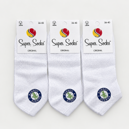 Жіночі бавовняні короткі шкарпетки білі з сіткою Super Socks