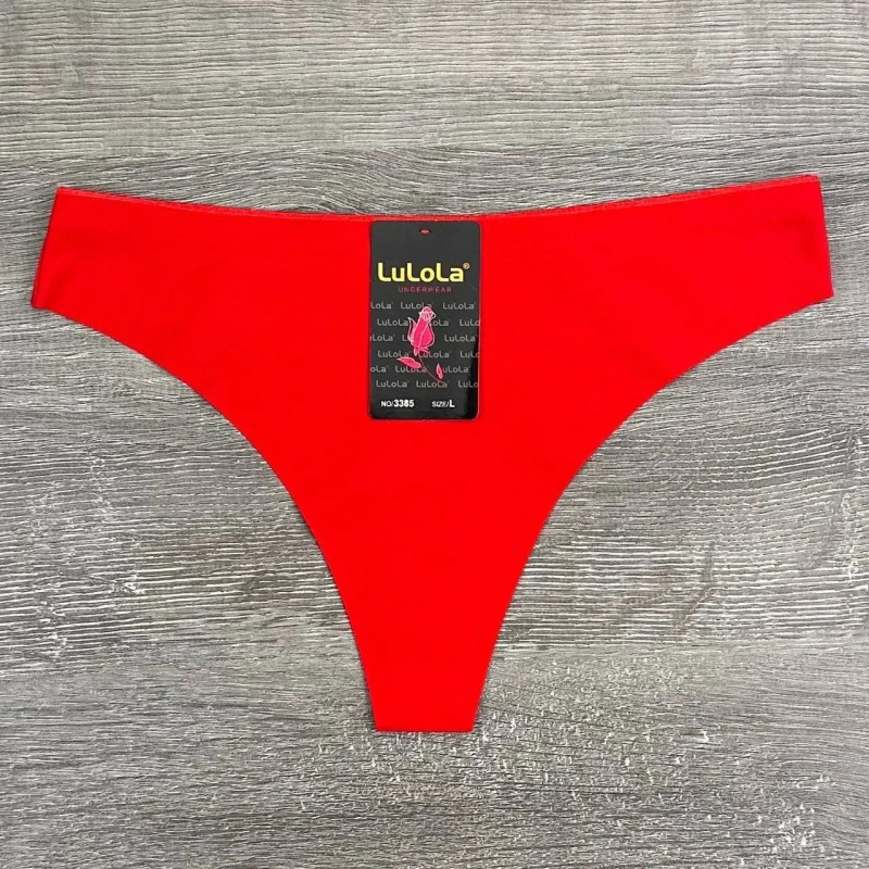 Гладкі безшовні трусики стрінги LuLoLa XL, Чорний