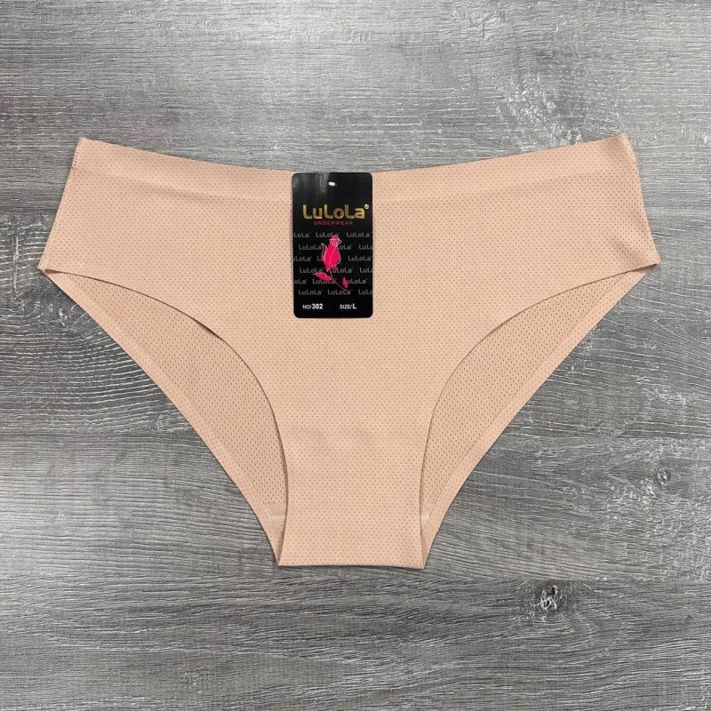 Жіночі безшовні труси сліпи з перфорацією LuLoLa L, Молочний